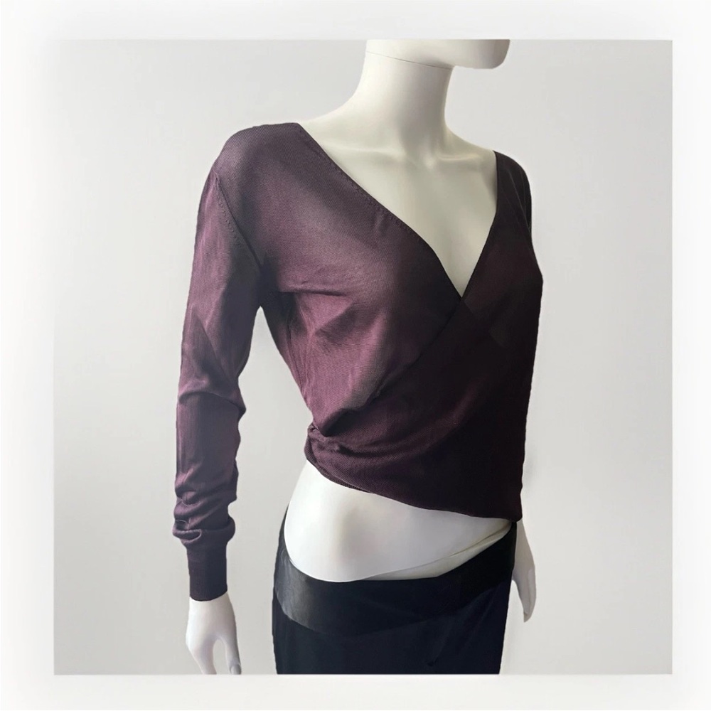 Vintage Yves Saint Laurent Asymmetrical Off The Shoulder Burgundy Crop Top